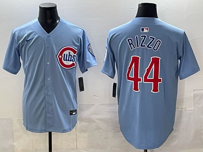 Men 2025 Chicago Cubs #44 Rizzo Light blue Game Nike MLB Jersey style 01->chicago cubs->MLB Jersey